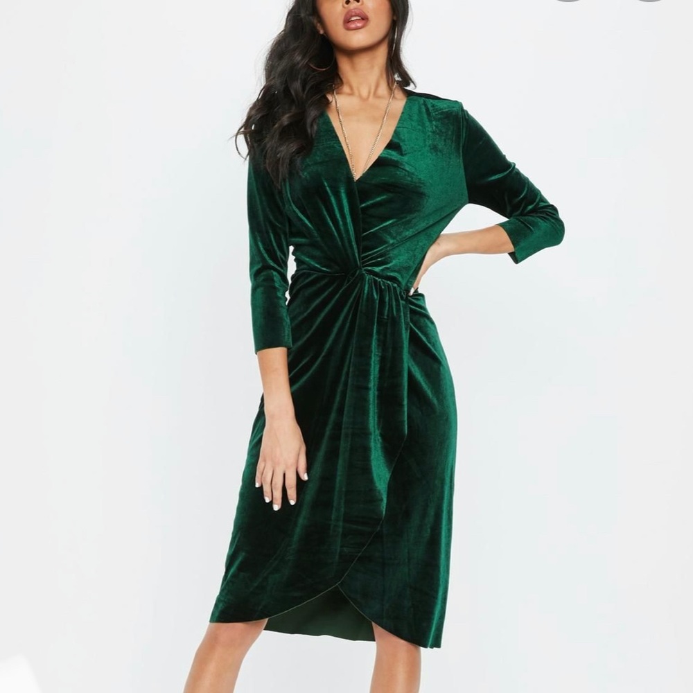 Dark Green ZARA Velvet Dress